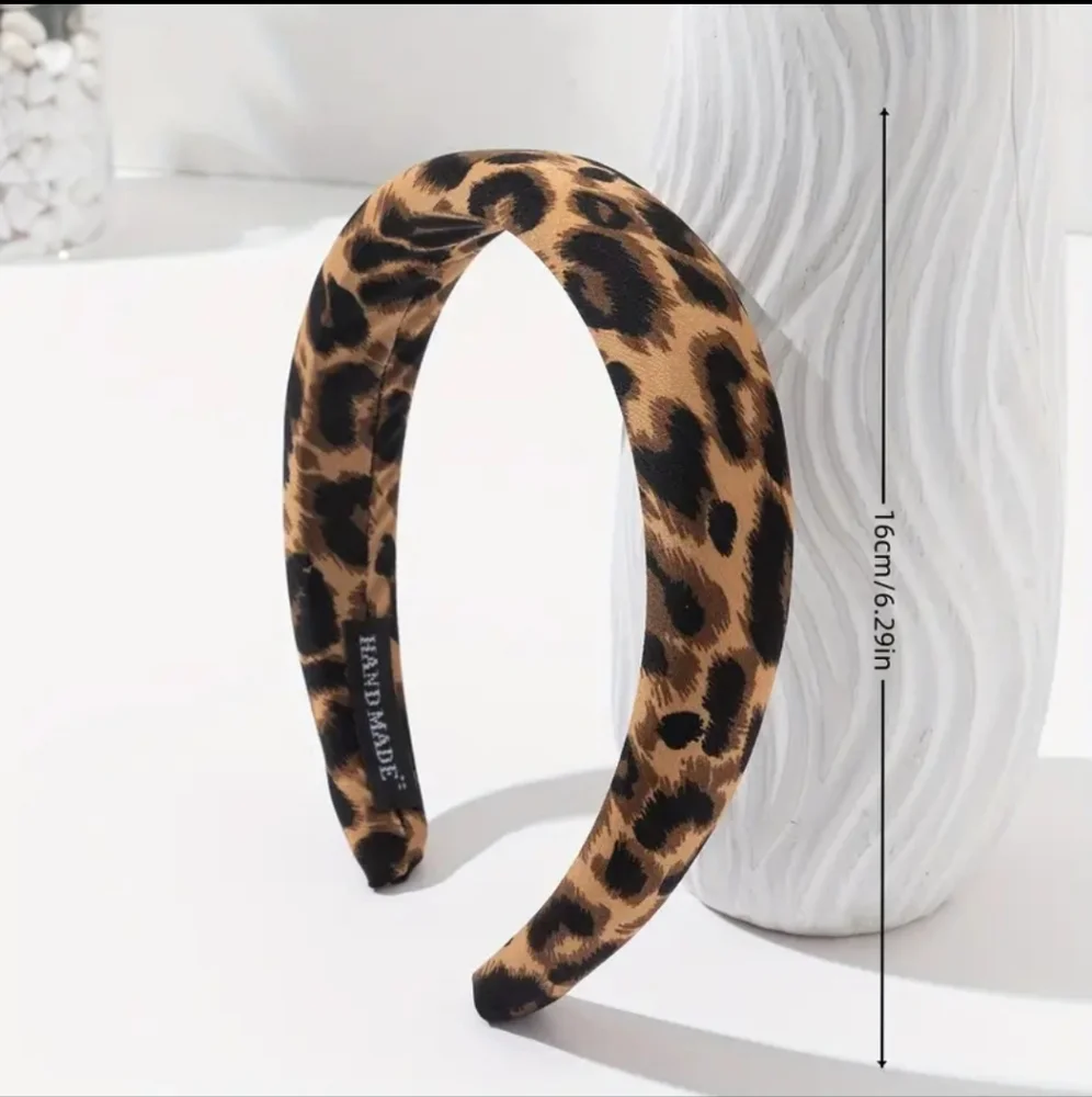 Leopard Print Sponge Headband by Hand Made, NEW